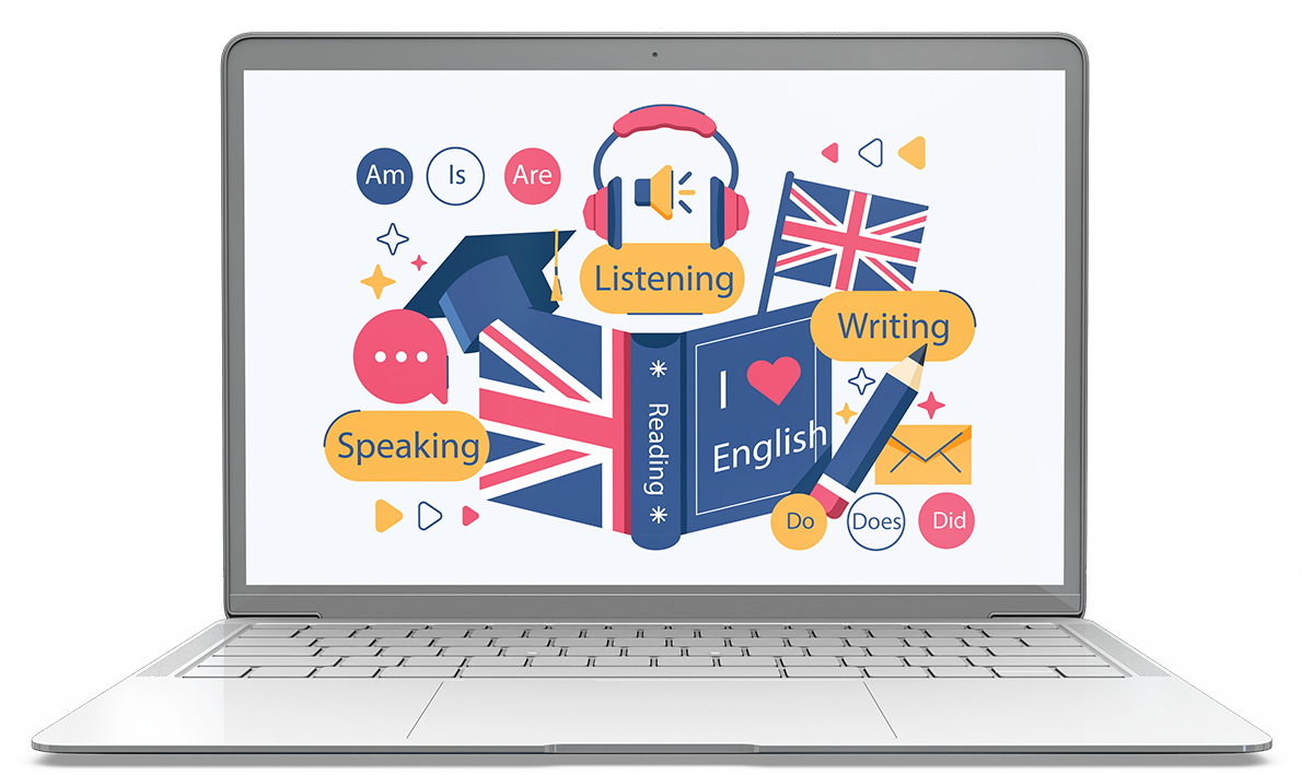 Portátil con textos en inglés
